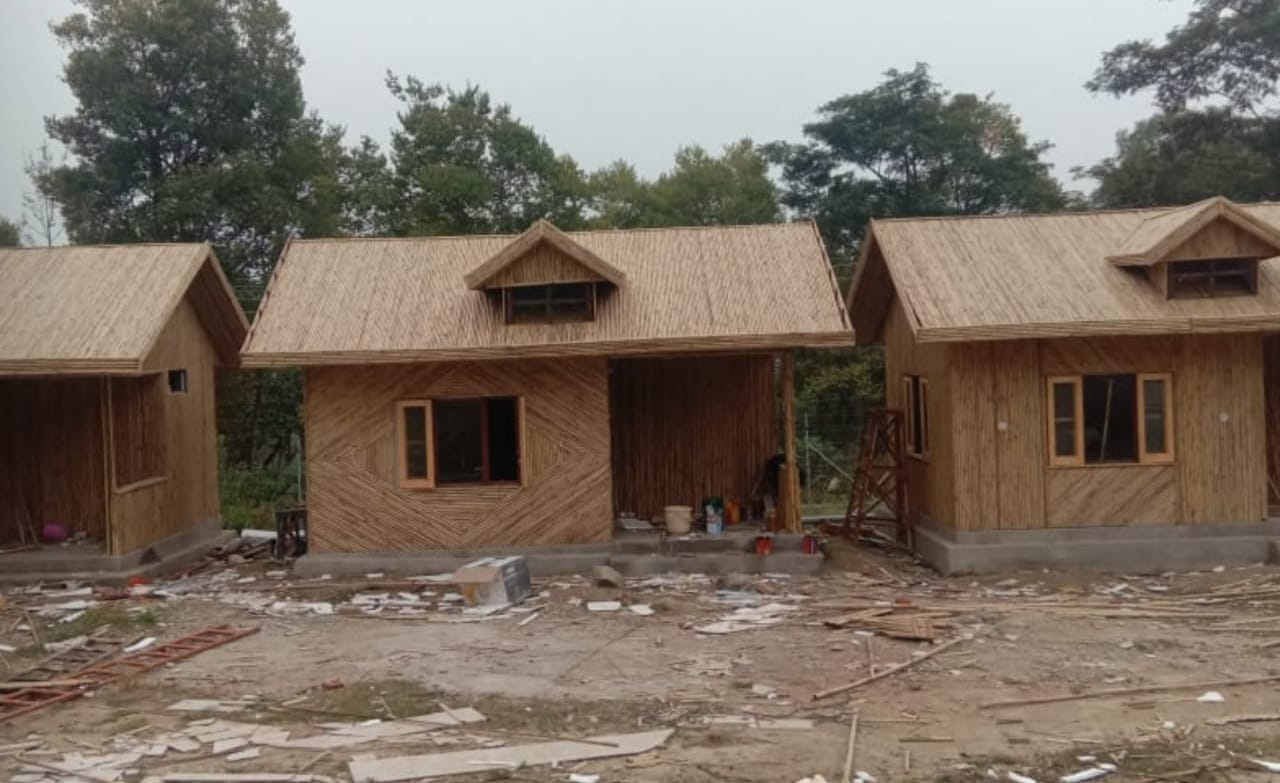 Bamboo houses under construction